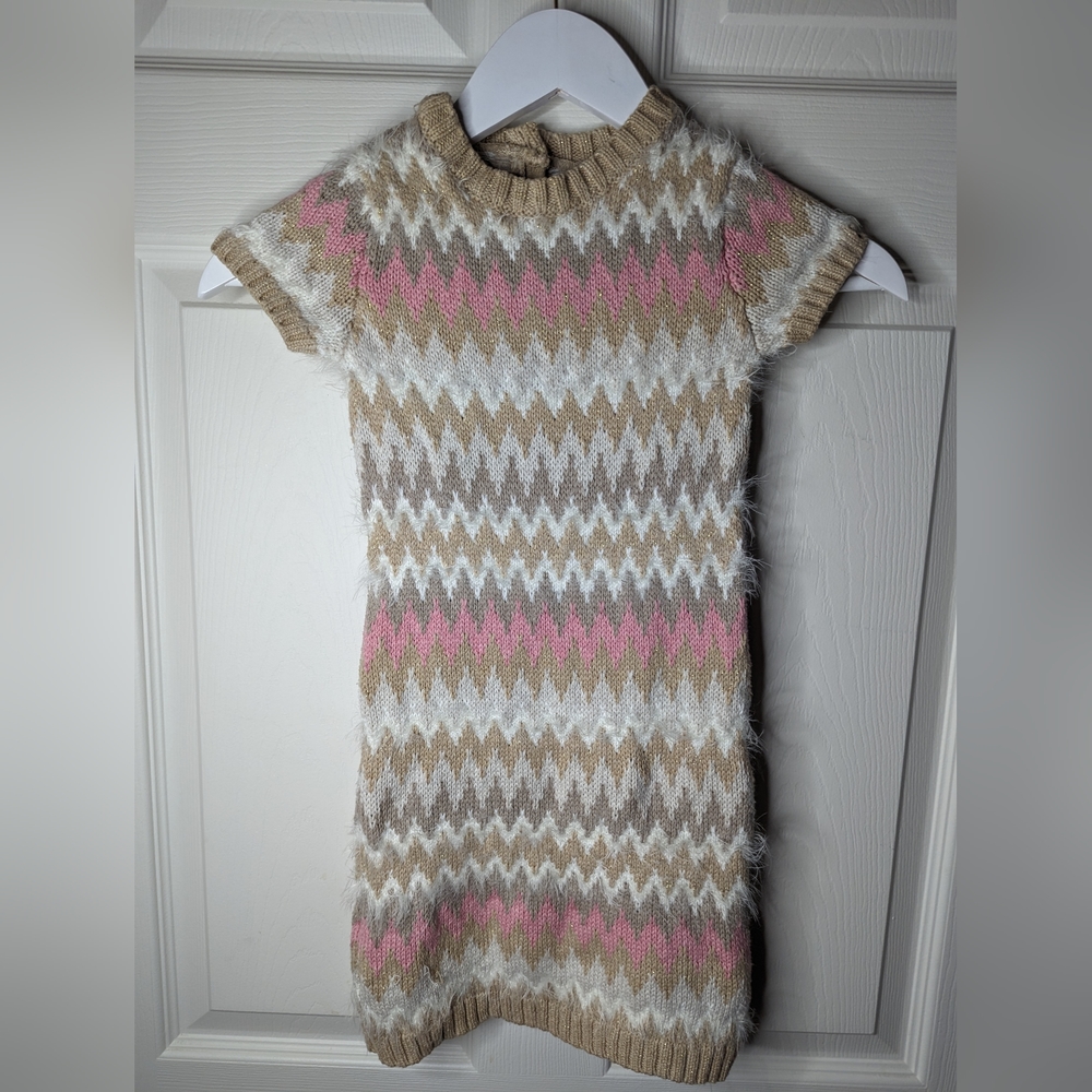 Cynthia Rowley girls dress pink ,cream & tan Chevron print size small